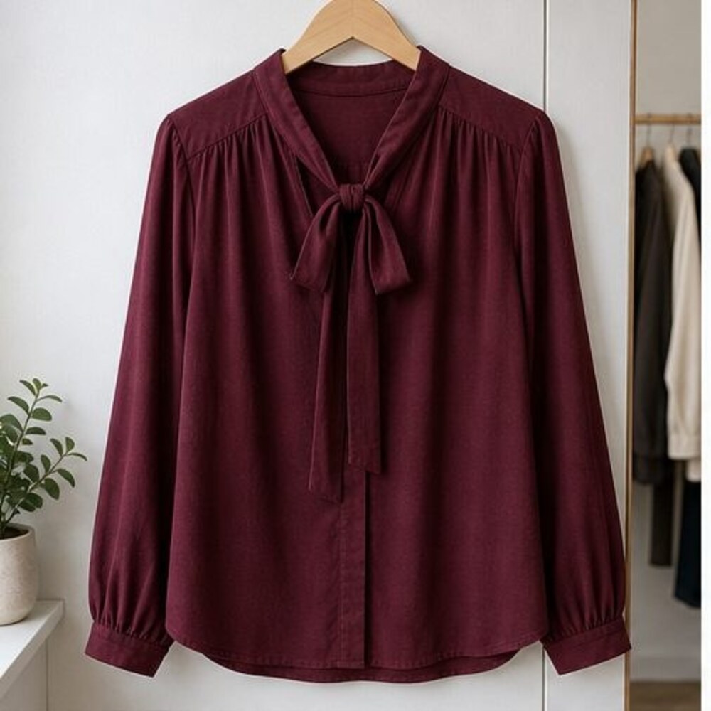 Burgundy Button Blouse